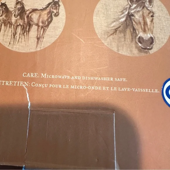 NEW Pottery Barn 6" cocktail plates, "Horse Cocktail." Equestrian. 4/box. - Picture 7 of 9